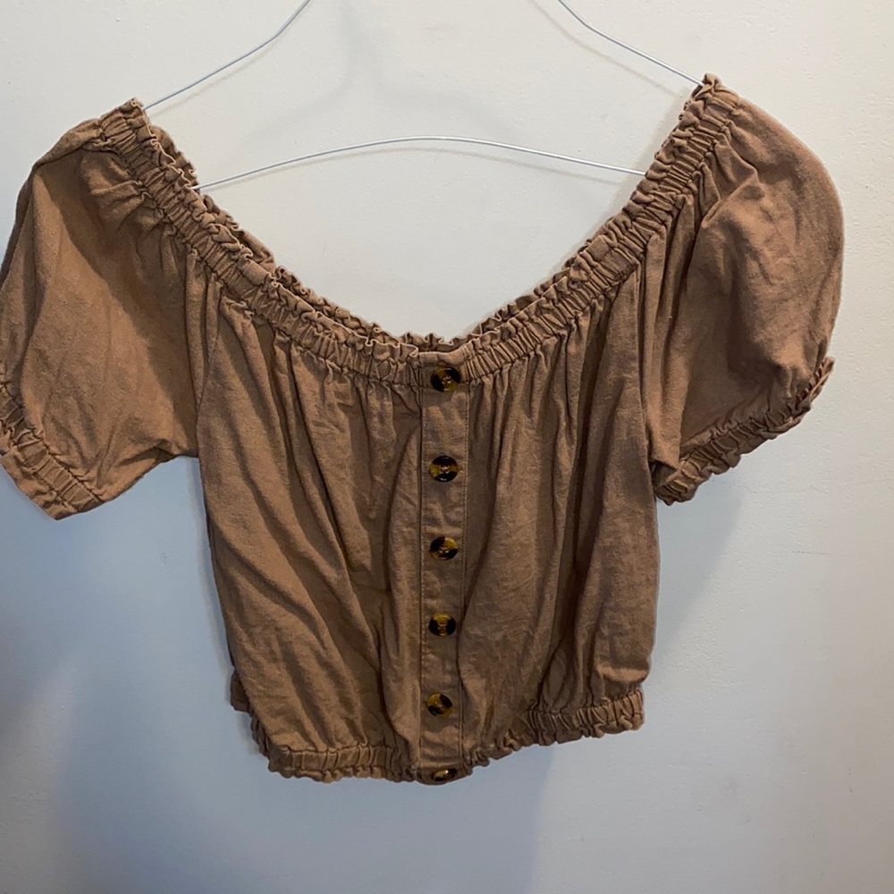 ReVamped Cropped Brown Ruffle Top